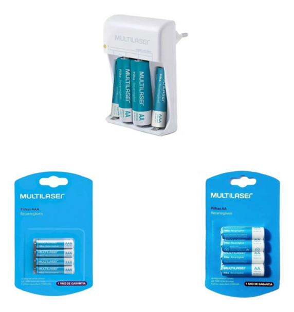 Kit Carregador De Pilhas Multi + 6 Pilhas Aa E 6 Pilhas Aaa 0