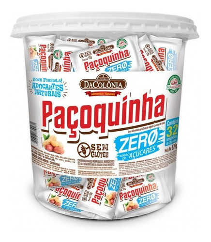Doce Para Dieta Paçoca Zero Açucar 576g Dacolônia 0