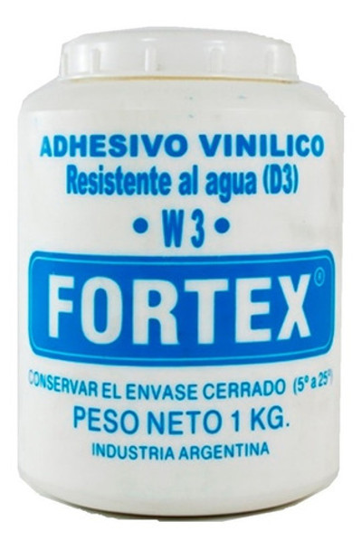 Cola Adhesiva Vinilica W3 Resistente Al Agua 1 Kg Fortex 0