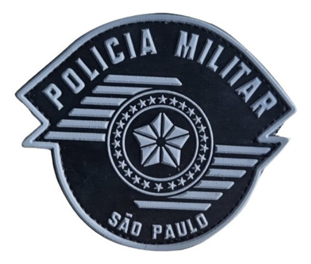 Emborrachado Brasão Polícia Militar São Paulo Preto 0
