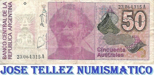 Bottero 2829 $ 50 Australes Serie A  Bueno Palermo 0