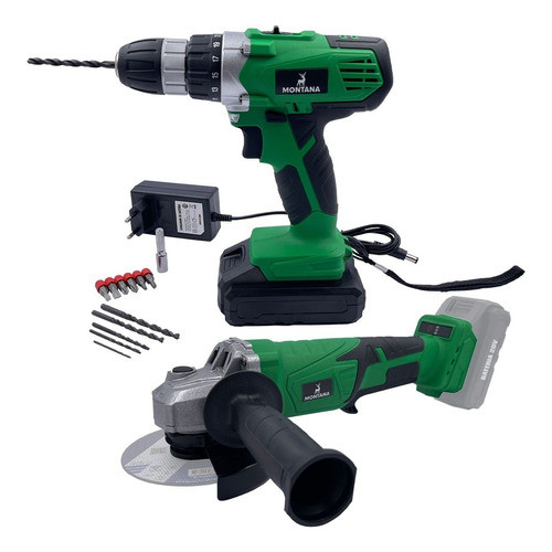 Kit De Taladro + Amoladora A Bateria De Litio 20v - Inalambr 0