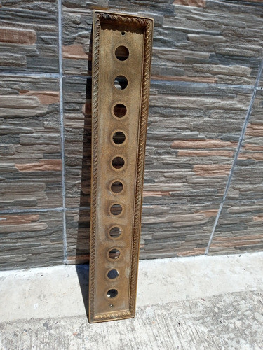 Antigua Base De Bronce Macizo Ex Botonera De Ascensor 52,5x9 0