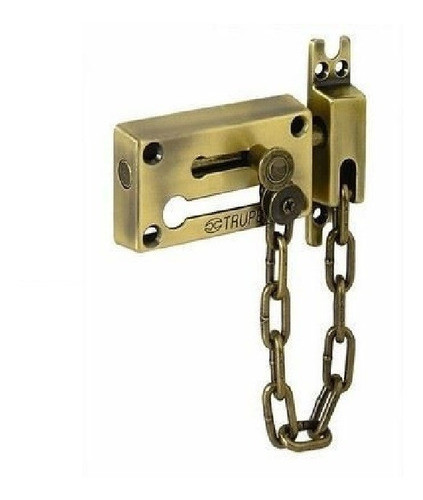 Cadena Seguridad Pasador Puerta Cerrojo Bronce Antiguo Herme 0