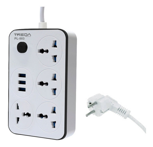 Alargue Zapatilla 4 Toma Corriente + 3 Usb 2 Metros Schuko 0