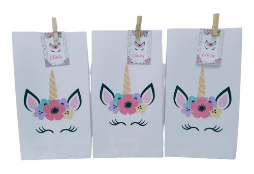 Bolsas De Papel Para Sorpresitas Personalizadas De Unicornio 0