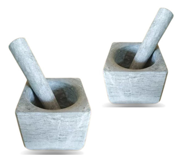 Kit Pilão Quadrado Grande Socado De Grãos Sementes E Ervas 0