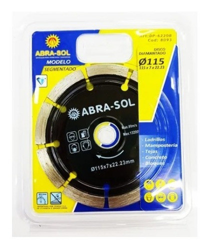 Disco De Corte Diamantado Segmentado Abra-sol 115x7x22.23 0