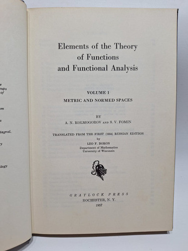 Antiguo Libro Matemática Análisis Funcional En Inglés Le610 0