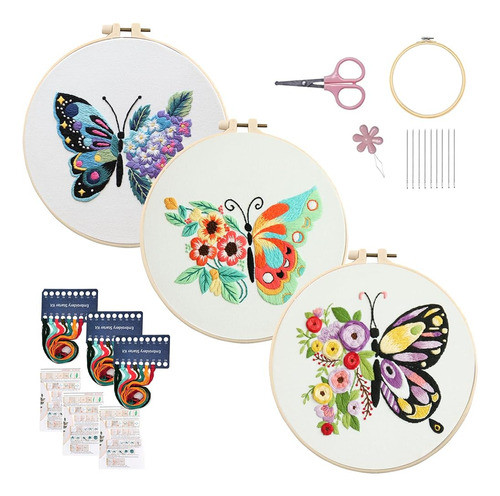 Maydear Paquete De 3 Kit De Inicio De Bordado Con Patrón, Ki 0