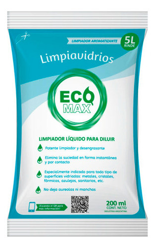 Ecomax Sobre Limpiavidrios Concentrado 200cc 0
