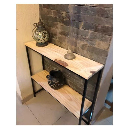 Mesa Recibidora Industrial Con Estantes Madera F014 0