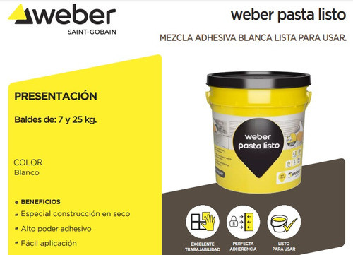 Weber Adhesivo Pasta Listo Ceramica Sobre Yeso 0