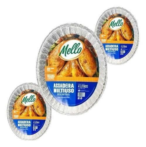 Assadeira Forma Aluminio Descartável 4l C/ 3 Unid. 0