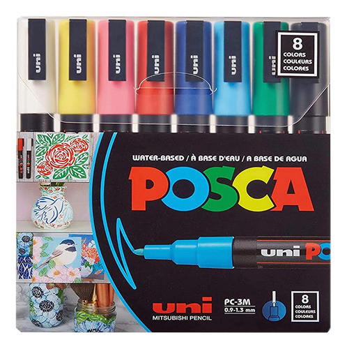Marcadores Uni Posca X 8 Unidades Punta 1.3 Mm 0