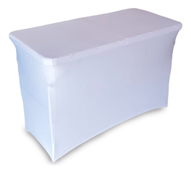 Capa Para Mesa Dobrável Elastano Branca G - 183x76x74cm 0