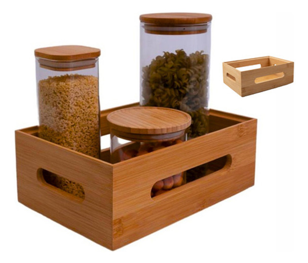 2pcs Caixa Organizadora Bambu  Alça Decorativa Empilhavél 0 2pcs Caixa Organizadora Bambu  Alça Decorativa Empilhavél 0