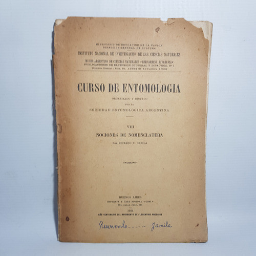 Curso De Entomología. Ricardo N. Orfila. 50n 924 0