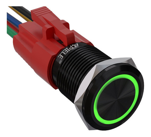 Boton Interruptor Iluminado 12v Dc On/of 16mm Negro/ Verde 0