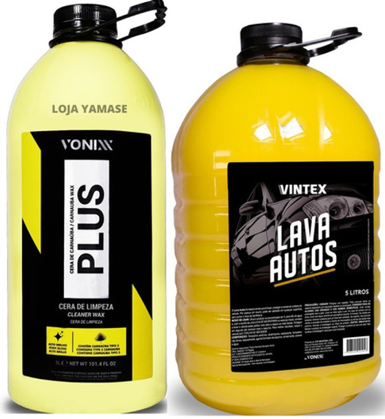 Kit Cera Automotiva Carnaúba Plus 3l Lava Autos 5l Vonixx 0