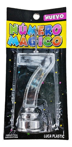 Vela Numero Metalizada Plateada N°7 0