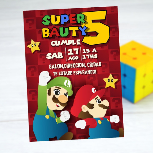 Invitación  Super Mario Bros Y Luigi 0