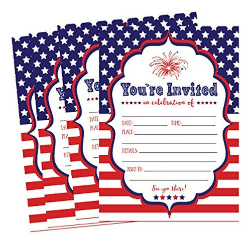 50 Invitaciones Patrióticas De Verano Fiesta Barbacoa Para N 0