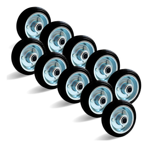 10 Roda Borracha Maciça 3 Polegada Rolamento Rolete Beltools 0