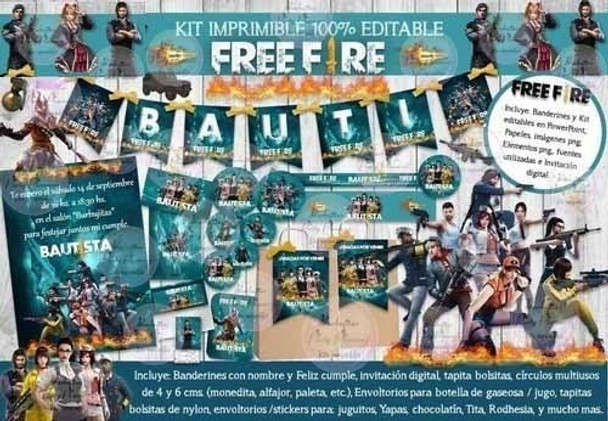 Kit Imprimible Candy Bar Freefire Free Fire Cumpleaños 0