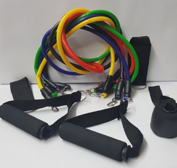 Kit Banda Elastica X5 Manija Goma Accesorios Gimnasia $em 0