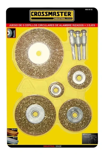 Set Cepillos Circular Taladro Alambre Rizado Eje Crossmaster 0