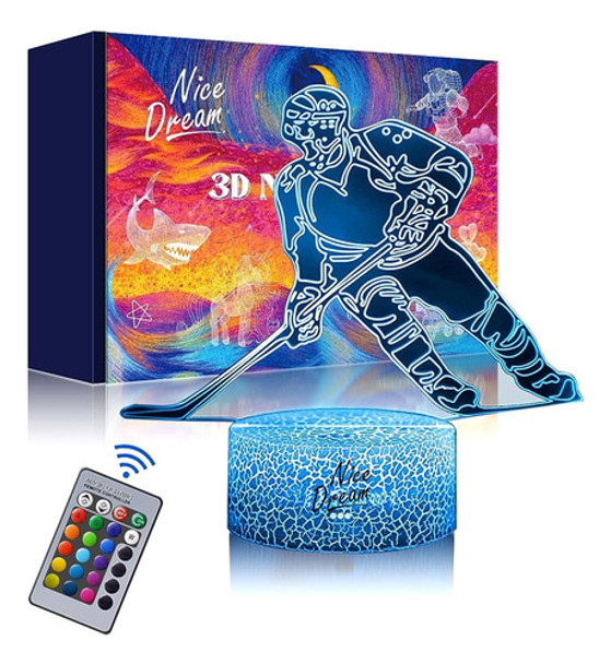 ~? Nice Dream Hockey Player Night Light Para Niños, Lámpara 0