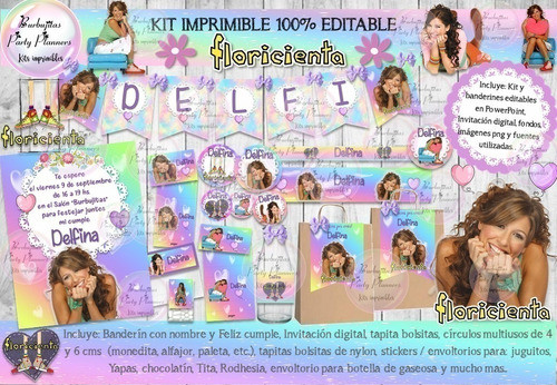 Kit Imprimible Candy Bar Floricienta 100% Editable 0