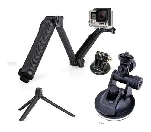 Bastão 3 Way Gopro Go Pro Ventosa Carro Vidro 3 Formas 0