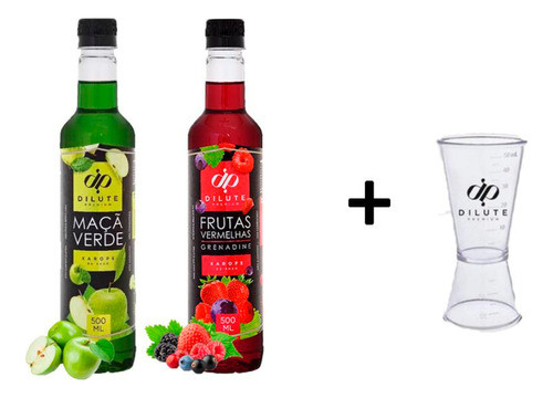 Kit 2 Xaropes Dilute Para Drink Soda Italiana Gin + Dosador 0