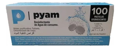 Pastillas Potabilizadoras Agua Pyam X 100 Comprimidos 0