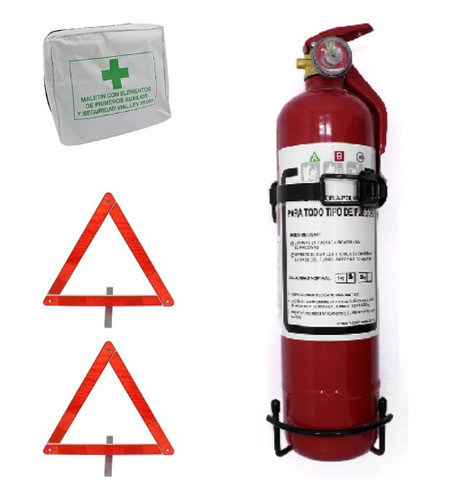 Kit Bomberito Extintor C/soporte + Botiquin + 2 Balizas 0