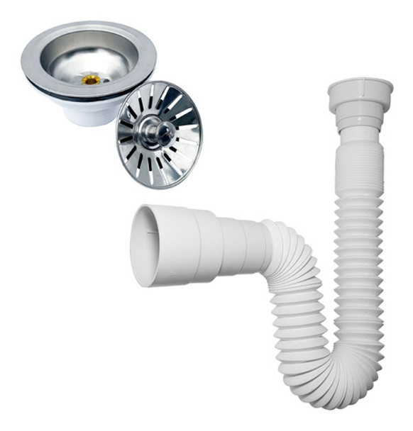 Valvula Americana 4 1/2 E Sifao Sanfonado Universal Pia Cuba 0