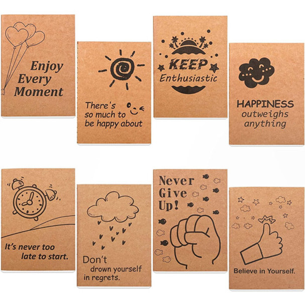 Feela 8 Pacotes De Cadernos Kraft Fofos, 8 Mini Bolsos A6 Bl 0