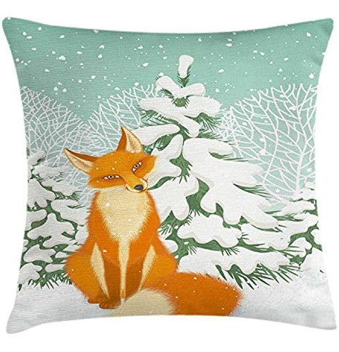 Ambesonne Fox Throw Pillow Funda De Cojín, Zorro Rojo Sentad 0