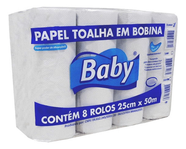 Papel Toalha Bobina Branco 8x50m Baby 0 Papel Toalha Bobina Branco 8x50m Baby 0