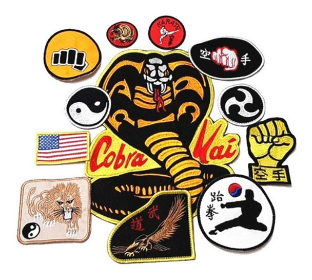 Set Completo Parches Bordados Karate Kid Traje Cobra Kai Adr 0