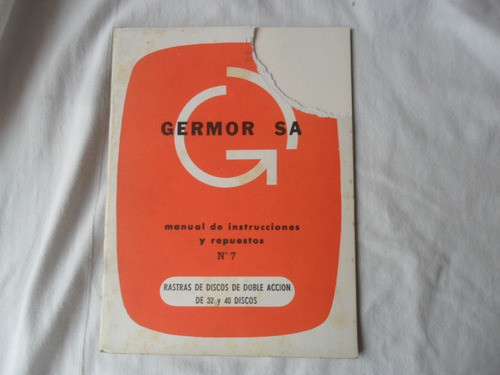 Manual Instrucciones Germor Rastra Discos Antiguo Tractor 0