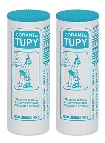 Corante P/ Tingir Roupas E Tecidos Tupy Azul Turquesa C/2 Un 0