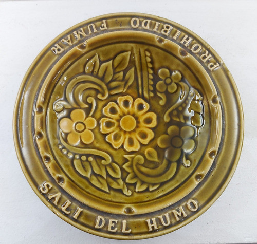 Cenicero Vintage De Cerámica Esmaltada Verde 0