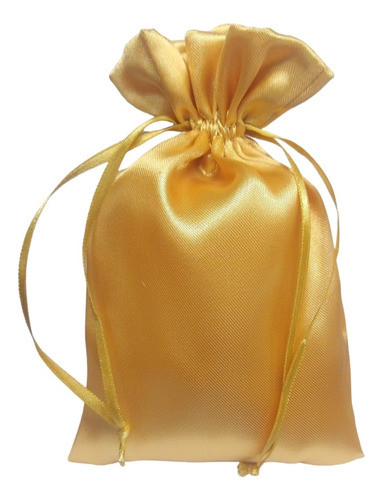 10 Sacos De Cetim 06x08cm Dourado Saquinhos Para Joias 0