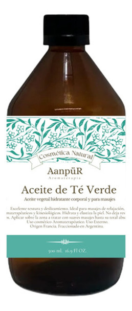 Aceite De Té Verde Para Masajes - Aromaterapia Aanpür 500 Ml 0