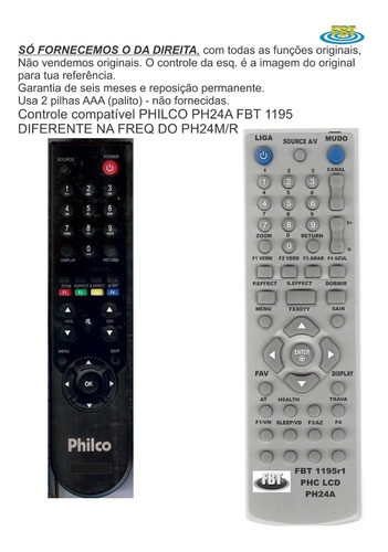 Controle Exclusivo Philco Ph24a Difer Do Ph24m Fbt1195 0