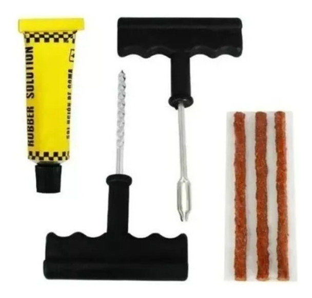 Kit Reparo Furos Pneu Sem Câmara Escareador Remendo E Cola 0