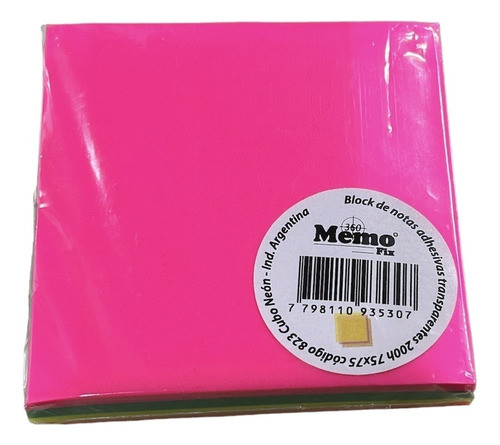 Cubo De Notas Adhesivas Traslucidas Memofix 75x75mm-fluo 0